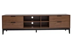 Miliboo TV-Möbel im Vintage-Stil aus dunklem Walnussfurnier und schwarzem Metall mit Stauraum B180 cm SARTO* Tv-lowboards
