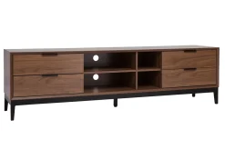 Miliboo TV-Möbel im Vintage-Stil aus dunklem Walnussfurnier und schwarzem Metall mit Stauraum B180 cm SARTO* Tv-lowboards