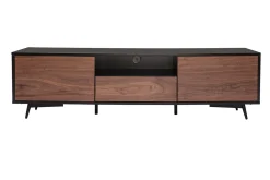Miliboo TV-Möbel mattschwarz Walnussfurnier mit 2 Türen und 1 Schublade B160 cm MERMOZ* Tv-lowboards