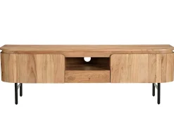 Miliboo TV-Möbel mit Ablagefächern aus Massivholz und schwarzem Metall B160 cm NAPOLI* Tv-lowboards