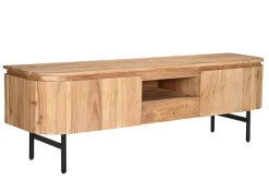 Miliboo TV-Möbel mit Ablagefächern aus Massivholz und schwarzem Metall B160 cm NAPOLI* Tv-lowboards