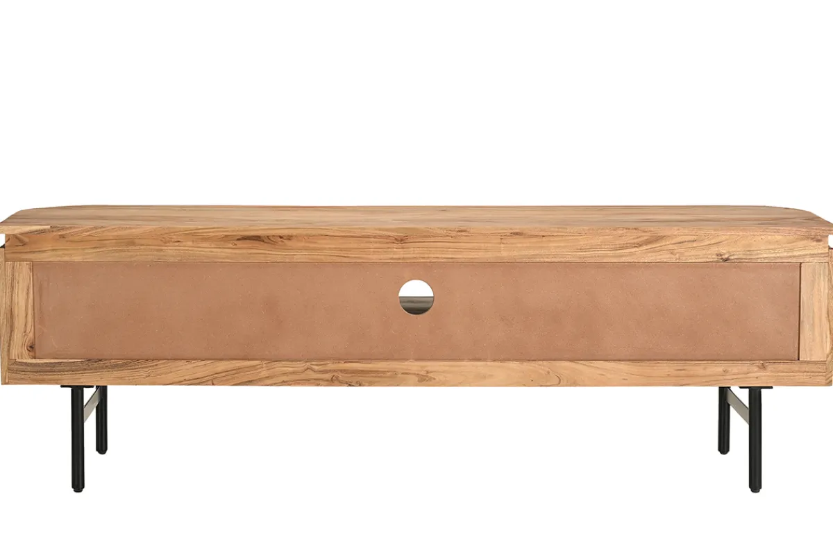 Miliboo TV-Möbel mit Ablagefächern aus Massivholz und schwarzem Metall B160 cm NAPOLI* Tv-lowboards