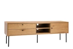 Miliboo TV-Möbel mit hellem Holzdekor in Eiche und schwarzen Metallfüßen B160 cm PERNELLE* Tv-lowboards