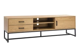 Miliboo TV-Möbel mit hellem Holzdekor in Eiche und schwarzem Metall B160 cm LOVATO* Tv-lowboards