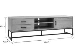 Miliboo TV-Möbel mit hellem Holzdekor in Eiche und schwarzem Metall B160 cm LOVATO* Tv-lowboards