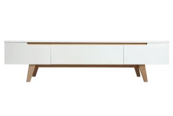 Miliboo TV-Möbel Skandinavienstil Weiß glänzend und Esche 180 cm MELKA* Tv-lowboards
