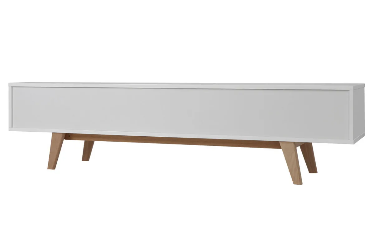 Miliboo TV-Möbel Skandinavienstil Weiß glänzend und Esche 180 cm MELKA* Tv-lowboards