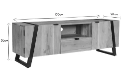 Miliboo TV-Schrank aus massivem Akazienholz und schwarzem Metall B 150 cm ALVARO* Tv-lowboards