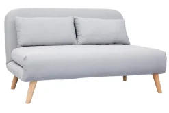 Miliboo Umwandelbarer 2-Sitzer AMIKO aus hellgrauem Gewebe* Schlafsofas|Schlafsessel