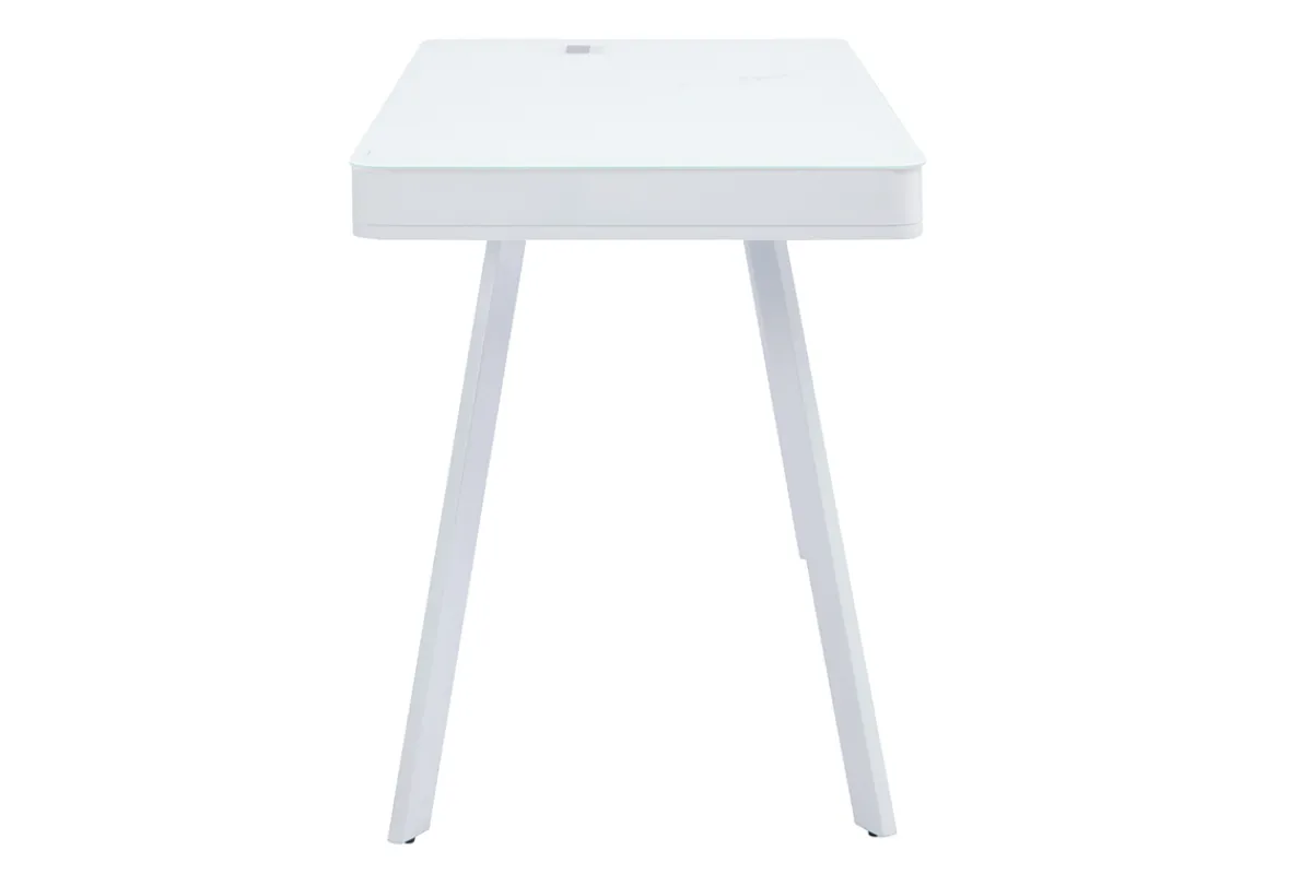 Miliboo Vernetzter Multimedia-Schreibtisch - transparentes Glas und weißes Metall CLEVER* Design-schreibtische