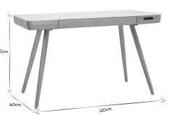 Miliboo Vernetzter Multimedia-Schreibtisch - weißes Glas und helles Holz CLEVER* Design-schreibtische