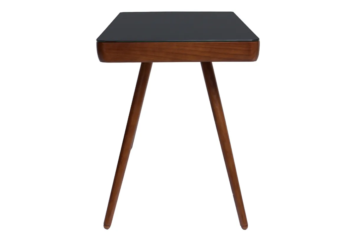 Miliboo Vernetzter Multimedia-Schreibtisch - weißes Glas und helles Holz CLEVER* Design-schreibtische
