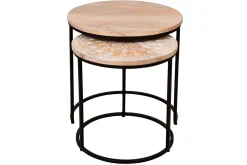 Miliboo Verschachtelungs-Couchtische aus massivem Mangoholz und Metall TOGETHER* Couchtische