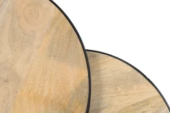 Miliboo Verschachtelungs-Couchtische aus massivem Mangoholz und Metall BARREL* Couchtische