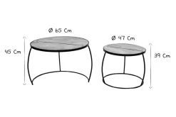 Miliboo Verschachtelungs-Couchtische aus massivem Mangoholz und Metall BARREL* Couchtische