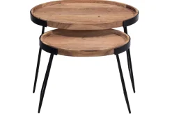 Miliboo Verschachtelungs-Couchtische aus Metall und massivem Akazienholz ELAVO* Couchtische|Beistelltische
