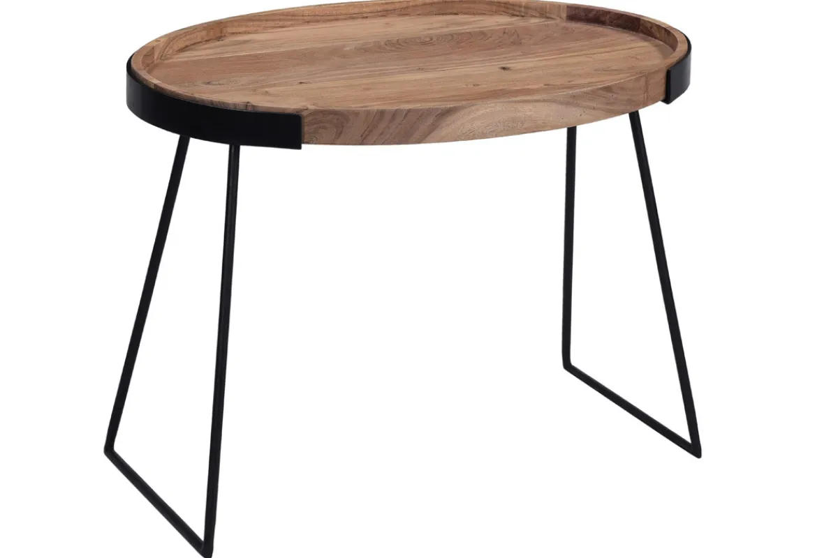 Miliboo Verschachtelungs-Couchtische aus Metall und massivem Akazienholz ELAVO* Couchtische|Beistelltische