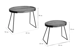 Miliboo Verschachtelungs-Couchtische aus Metall und massivem Akazienholz ELAVO* Couchtische|Beistelltische