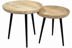 Miliboo Verschachtelungs-Couchtische aus massivem Mangoholz und Metall PYTA* Couchtische