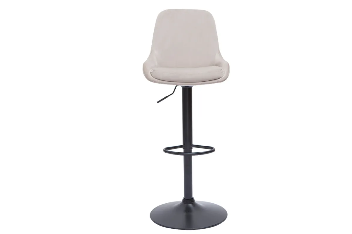 Miliboo Verstellbarer Design-Barhocker aus taupefarbenem Samtstoff und schwarzem Metall 360° drehbar (2er-Set) HOLO* Barhocker