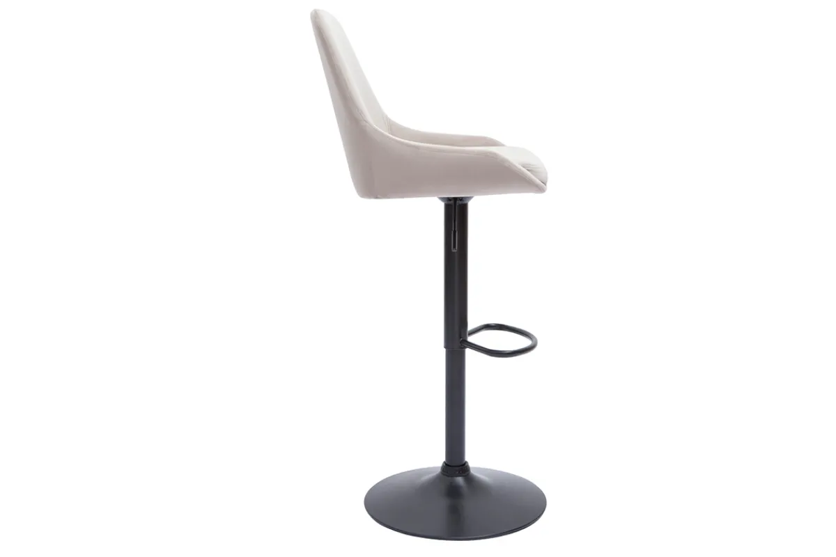 Miliboo Verstellbarer Design-Barhocker aus taupefarbenem Samtstoff und schwarzem Metall 360° drehbar (2er-Set) HOLO* Barhocker