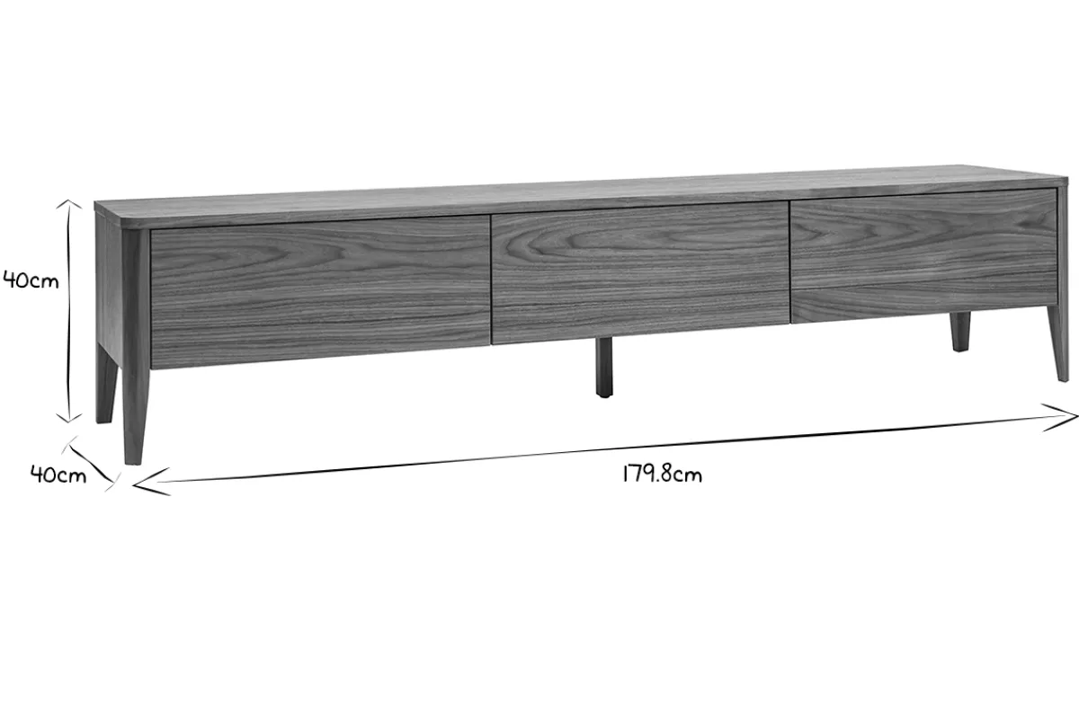 Miliboo Vintage TV-Möbel Walnuss-Finish 3 Schubladen B180 cm BENJA* Tv-lowboards