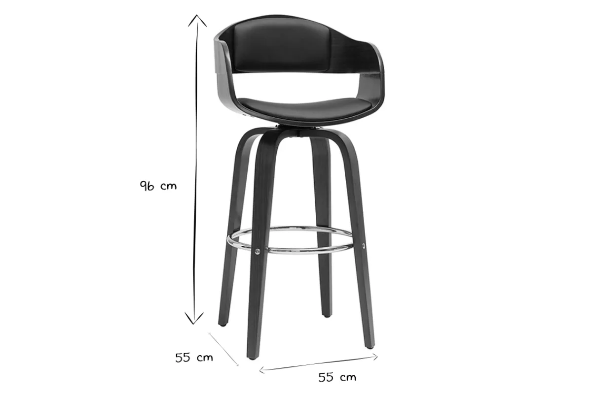 Miliboo Vintage-Barhocker drehbar 360° Walnuss H67cm GAO* Barhocker