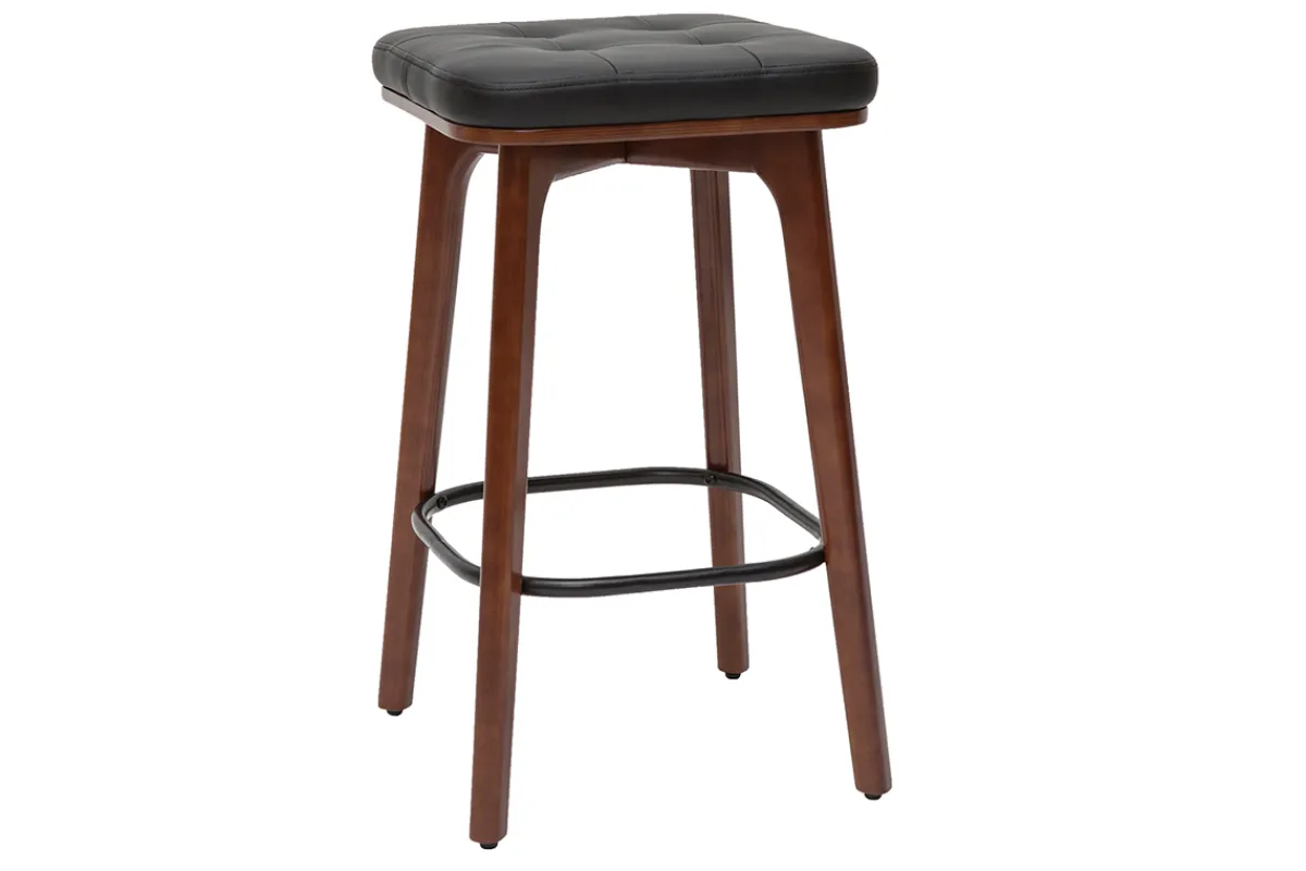 Miliboo Vintage-Barhocker in Schwarz und dunkles Holz 65 cm (2er-Set) GRAMMA* Barhocker