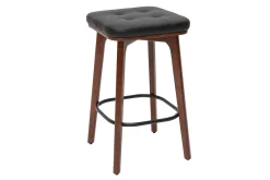 Miliboo Vintage-Barhocker in Schwarz und dunkles Holz 65 cm (2er-Set) GRAMMA* Barhocker