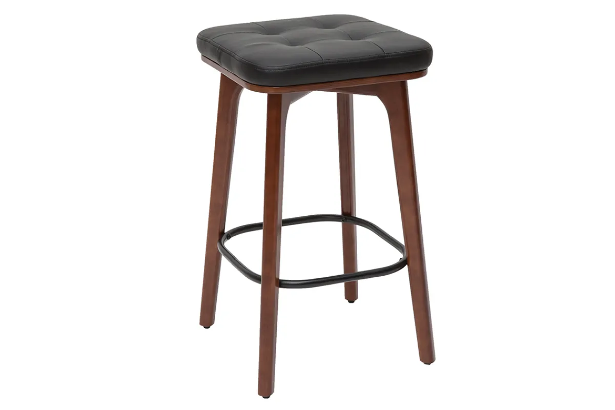 Miliboo Vintage-Barhocker in Schwarz und dunkles Holz 65 cm (2er-Set) GRAMMA* Barhocker