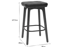 Miliboo Vintage-Barhocker in Schwarz und dunkles Holz 65 cm (2er-Set) GRAMMA* Barhocker