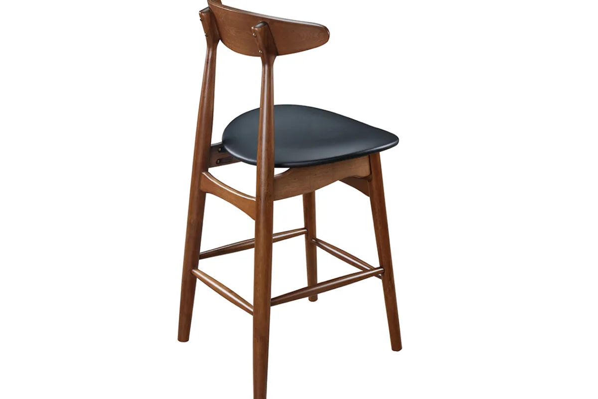 Miliboo Vintage-Barhocker Nussbaum und PU Schwarz 65 cm 2er-Set WALFORD* Barhocker