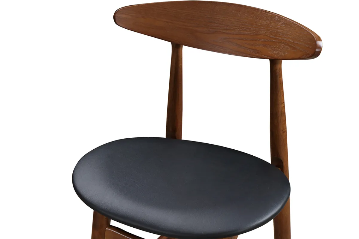 Miliboo Vintage-Barhocker Nussbaum und PU Schwarz 65 cm 2er-Set WALFORD* Barhocker
