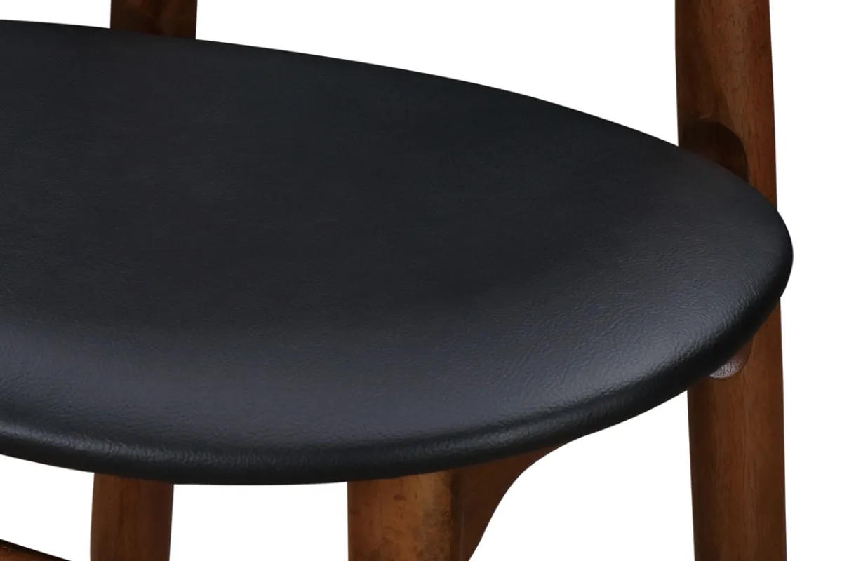Miliboo Vintage-Barhocker Nussbaum und PU Schwarz 65 cm 2er-Set WALFORD* Barhocker