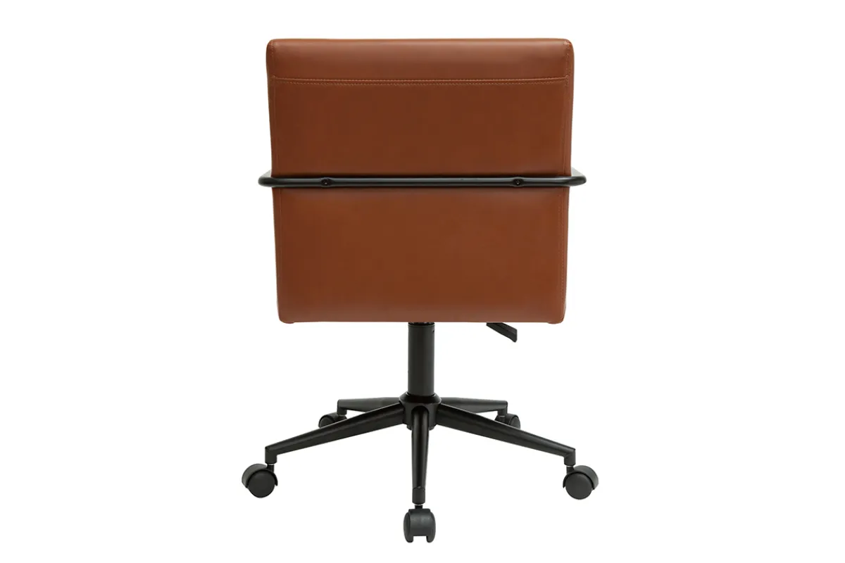 Miliboo Vintage-Bürostuhl aus braunem Polyurethan und schwarzem Metall FLOKI* Bürostühle|Bürostuhl Zum Kleinen Preis