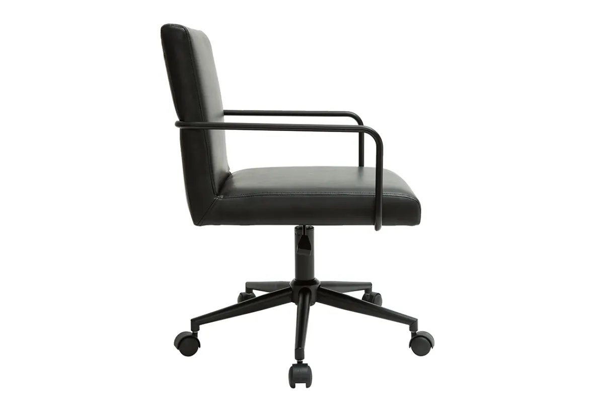 Miliboo Vintage-Bürostuhl aus Polyurethan und Metall in Schwarz FLOKI* Bürostühle|Bürostuhl Zum Kleinen Preis