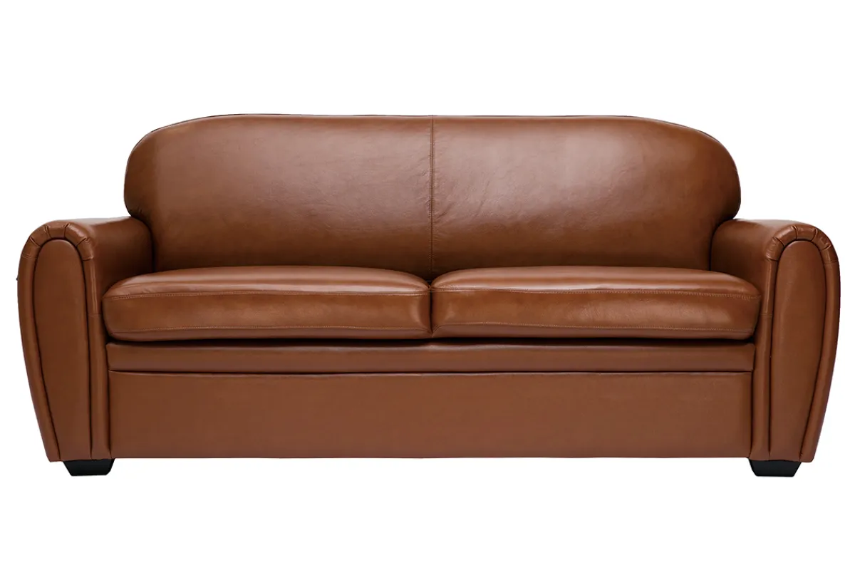 Miliboo Vintage-Ledersofa braun 3-Sitzer CLUB* Ledersofas