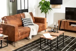 Miliboo Vintage-Ledersofa 2-Sitzer cognacfarben SONNY* Ledersofas