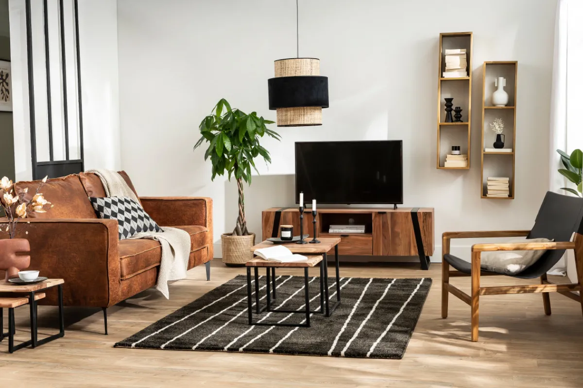 Miliboo Vintage-Ledersofa 3-Sitzer cognacfarben SONNY* Ledersofas
