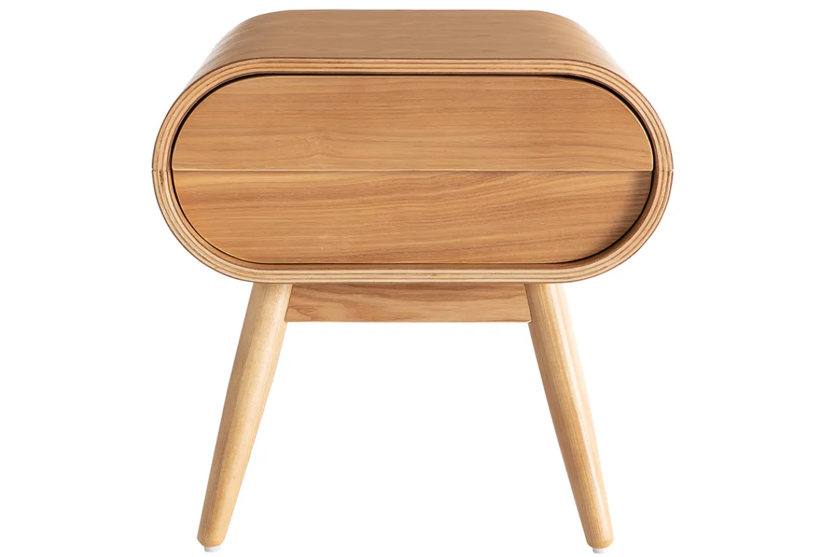 Miliboo Vintage-Nachttisch mit Schublade aus hellem Holz B45 cm (2er-Set) BJORG* Nachttische