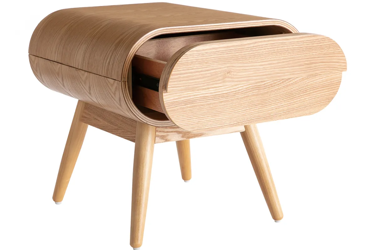 Miliboo Vintage-Nachttisch mit Schublade aus hellem Holz B45 cm (2er-Set) BJORG* Nachttische