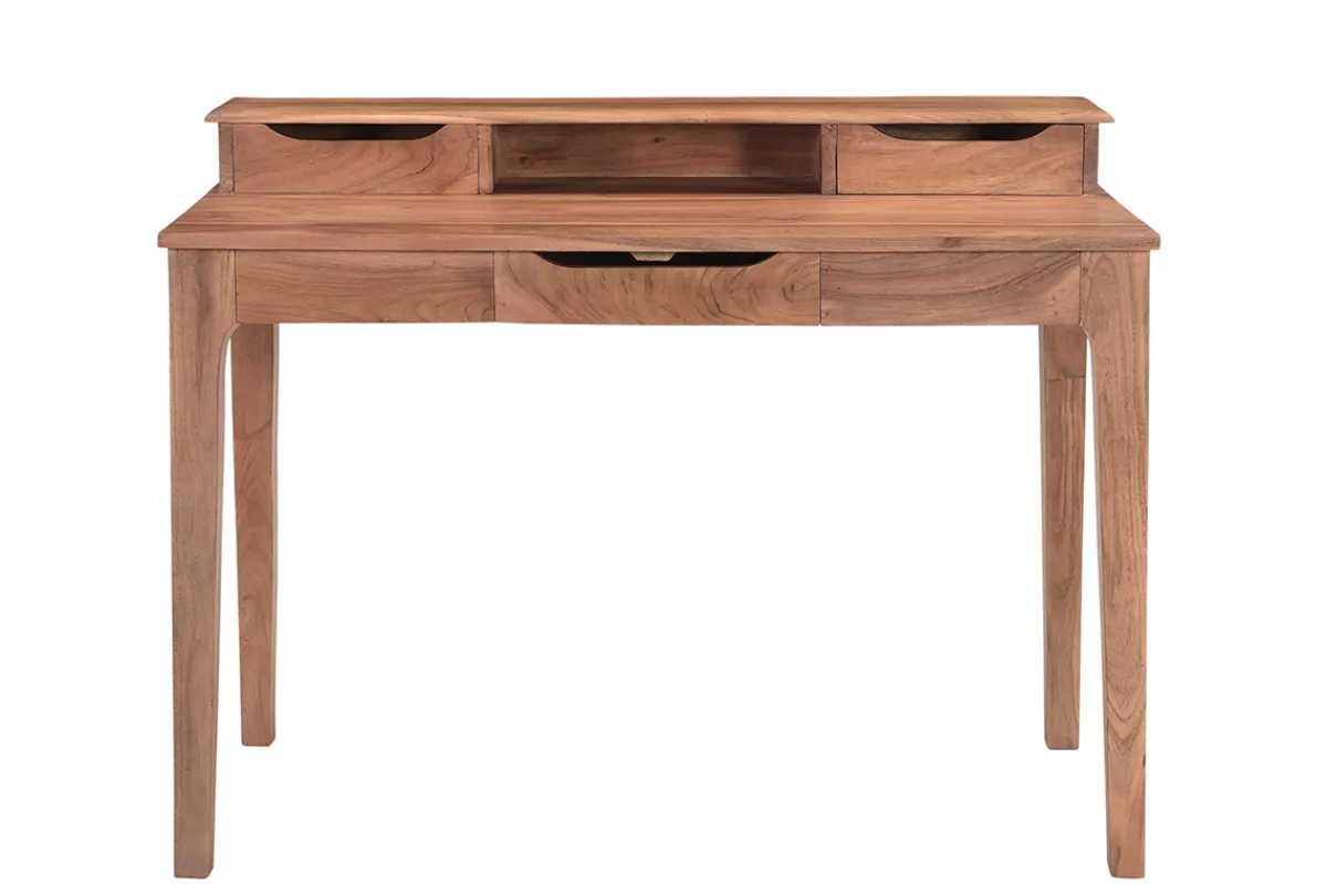Miliboo Vintage-Schreibtisch aus massivem Akazienholz mit Fach und Schubladen B115 cm GARY* Design-schreibtische