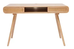 Miliboo Vintage-Schreibtisch mit Aufbewahrung aus hellem Holz und Rohrgeflecht B120 cm OLYMPE* Design-schreibtische