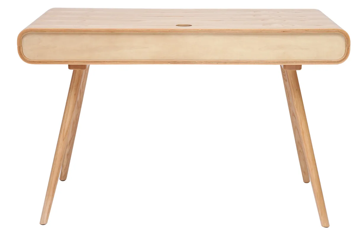 Miliboo Vintage-Schreibtisch mit Aufbewahrung aus hellem Holz und Rohrgeflecht B120 cm OLYMPE* Design-schreibtische