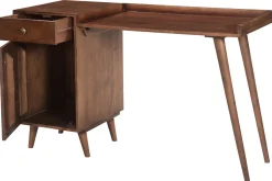 Miliboo Vintage-Schreibtisch mit Schubladenelement aus massivem Akazienholz B130 cm ROBY* Design-schreibtische
