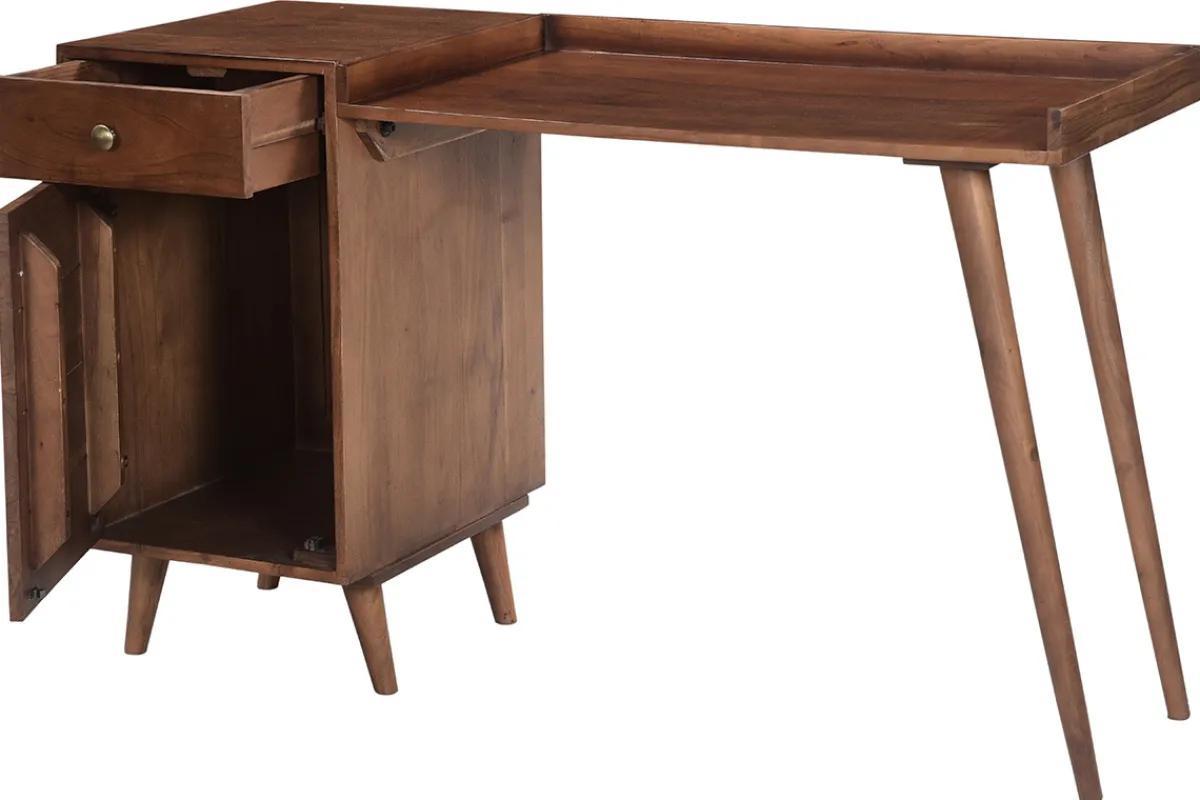 Miliboo Vintage-Schreibtisch mit Schubladenelement aus massivem Akazienholz B130 cm ROBY* Design-schreibtische
