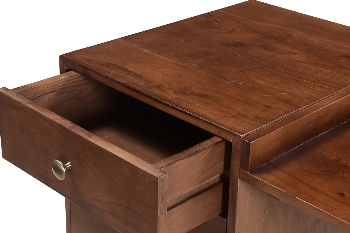 Miliboo Vintage-Schreibtisch mit Schubladenelement aus massivem Akazienholz B130 cm ROBY* Design-schreibtische