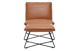 Miliboo Vintage-Sessel Braun mit Fußstütze PHILO* Design-sessel|Sessel