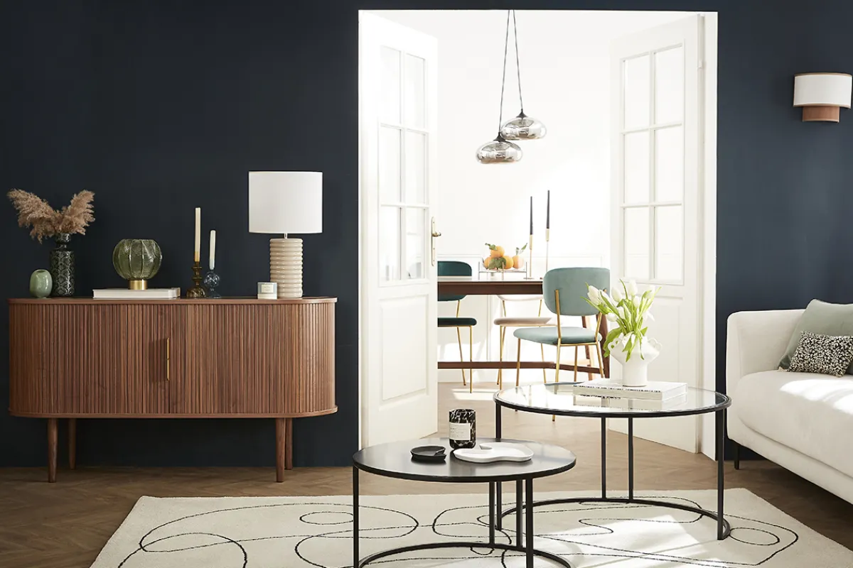 Miliboo Vintage-Sideboard aus dunklem Walnussfurnier mit 2 Schiebetüren B138 cm EPIC* Sideboards