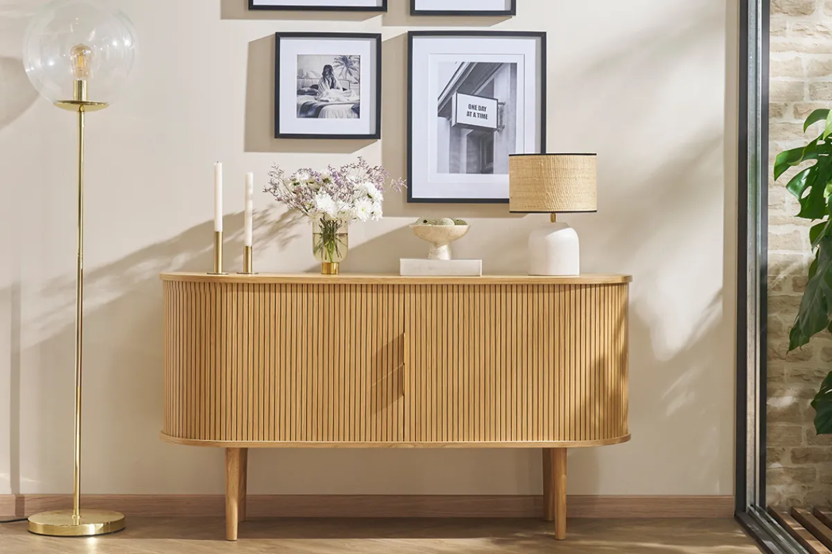 Miliboo Vintage-Sideboard aus hellem Eichenholz mit 2 Schiebetüren B138 cm EPIC* Sideboards